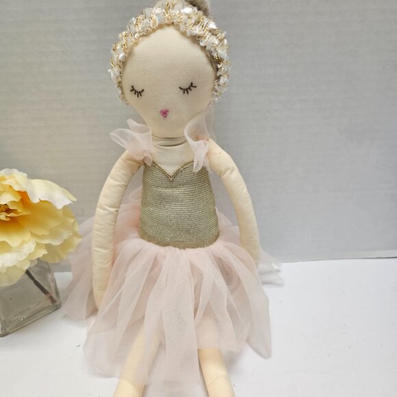 Mon Ami Designs Belle Sugar Plum Ballerina Soft Pink Gold Plush Decor Doll - Picture 5 of 16